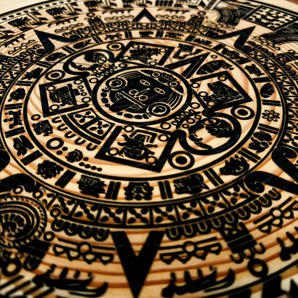 Aztec Calendar Wooden Round / Aztec Wall Art Sun Stone