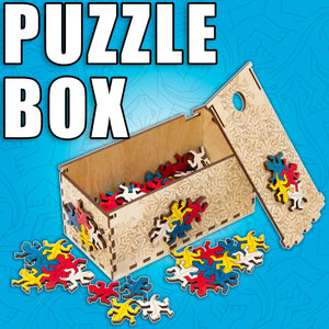 Wooden Puzzle Storage Box w/ Lizard Puzzle - Laser Cut Projects