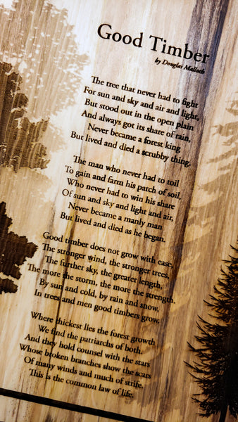 Douglas Malloch's Famous Poem "Good Timber" Wood Plaque