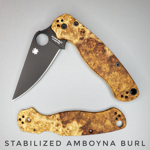 Spyderco Para Military 2  Wood Burl Scales / Stabilized Burl Spyderco PM 2 Scales