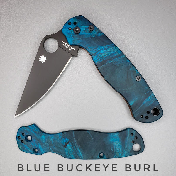 Spyderco Para Military 2  Wood Burl Scales / Stabilized Burl Spyderco PM 2 Scales