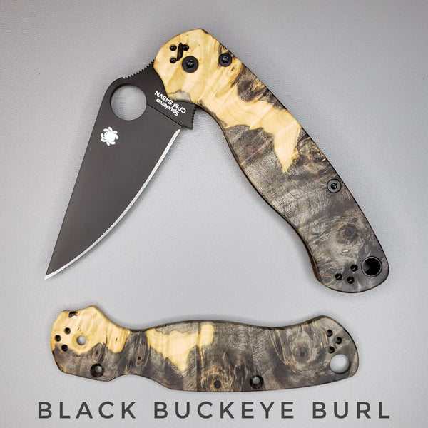 Spyderco Para Military 2  Wood Burl Scales / Stabilized Burl Spyderco PM 2 Scales