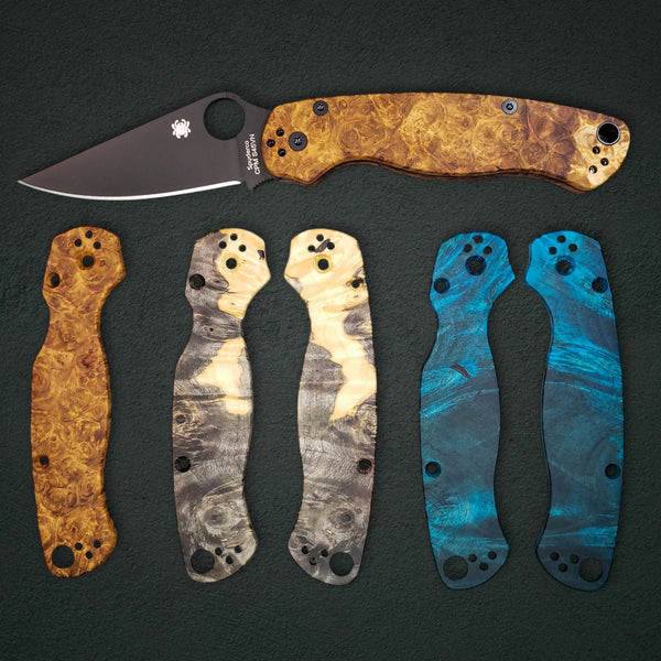 Spyderco Para Military 2  Wood Burl Scales / Stabilized Burl Spyderco PM 2 Scales