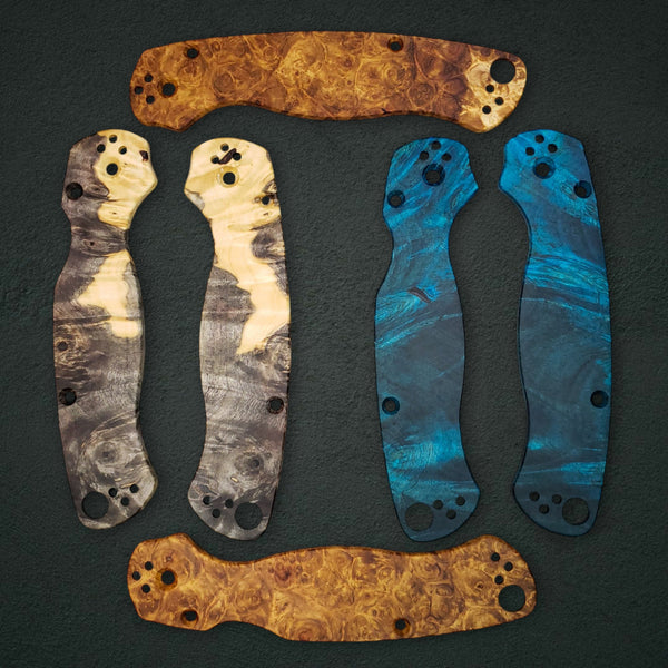 Spyderco Para Military 2  Wood Burl Scales / Stabilized Burl Spyderco PM 2 Scales