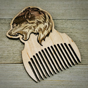 Wolf Head Beard Pick / Wolf Beard Comb