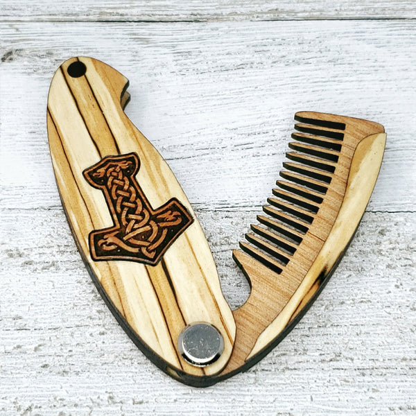 Thor's Hammer (MJÖLNIR) Viking Folding Beard Comb