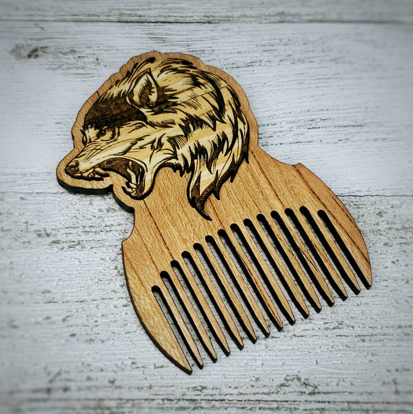 Wolf Head Beard Pick / Wolf Beard Comb