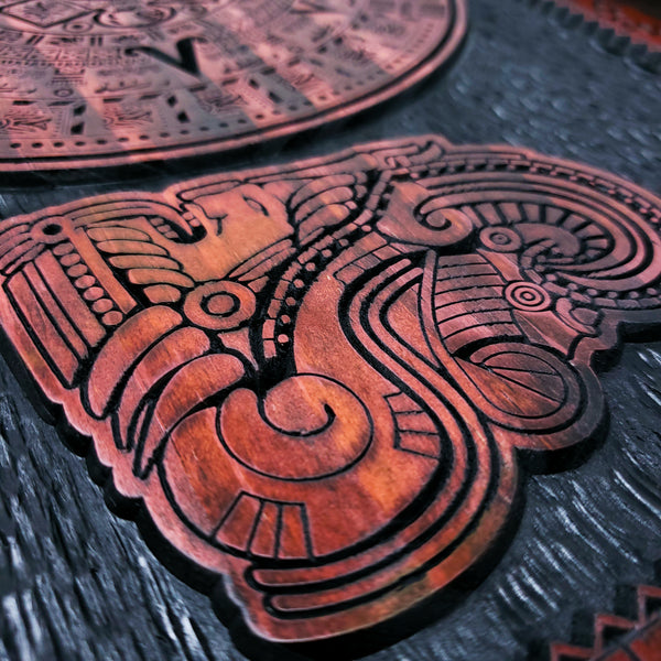 Aztec Calendar Wooden Plaque / Aztec Wall Art Sun Stone