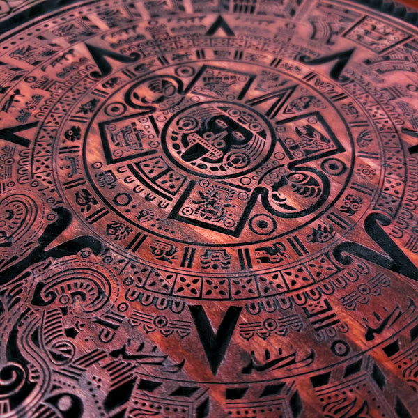 Aztec Calendar Wooden Plaque / Aztec Wall Art Sun Stone