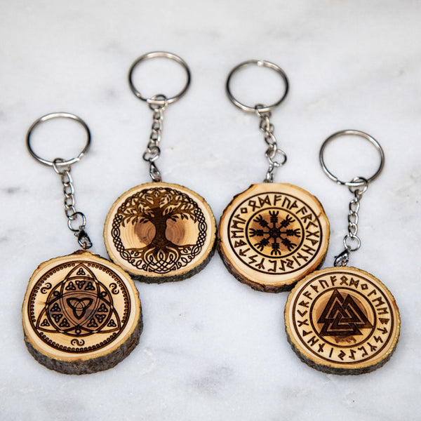 Norse / Viking Symbol Apple Wood Keychains