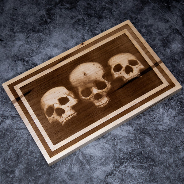 Three Skulls Wooden Plaque Artwork