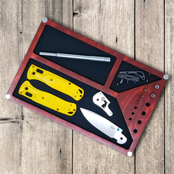 EDC Tray / Knife Maintenance Tray - Small Wood Catchall for Organization